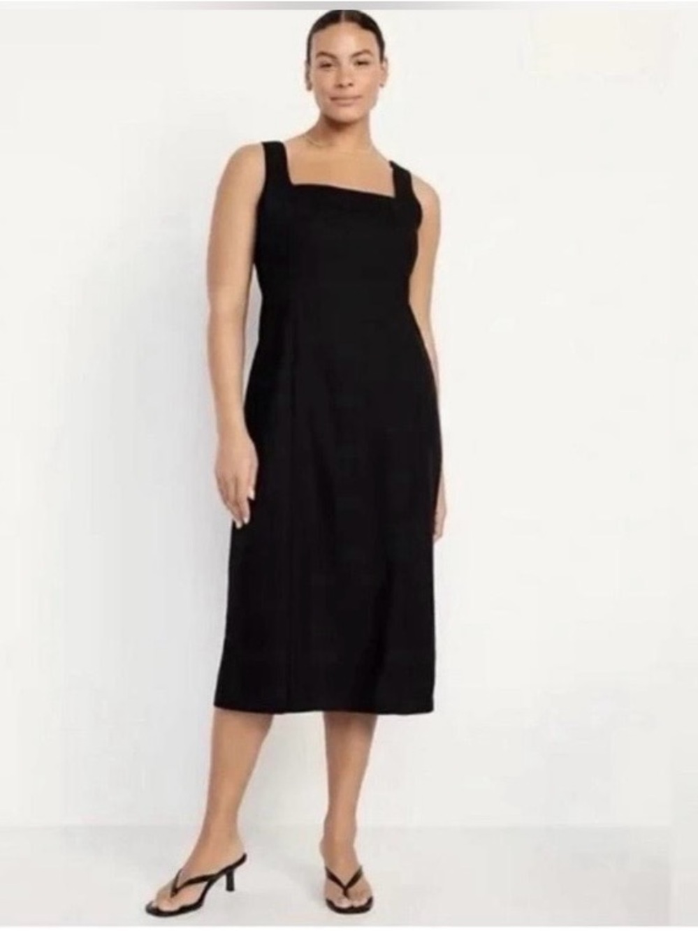 Old Navy Black Midi Square-Neck Dress